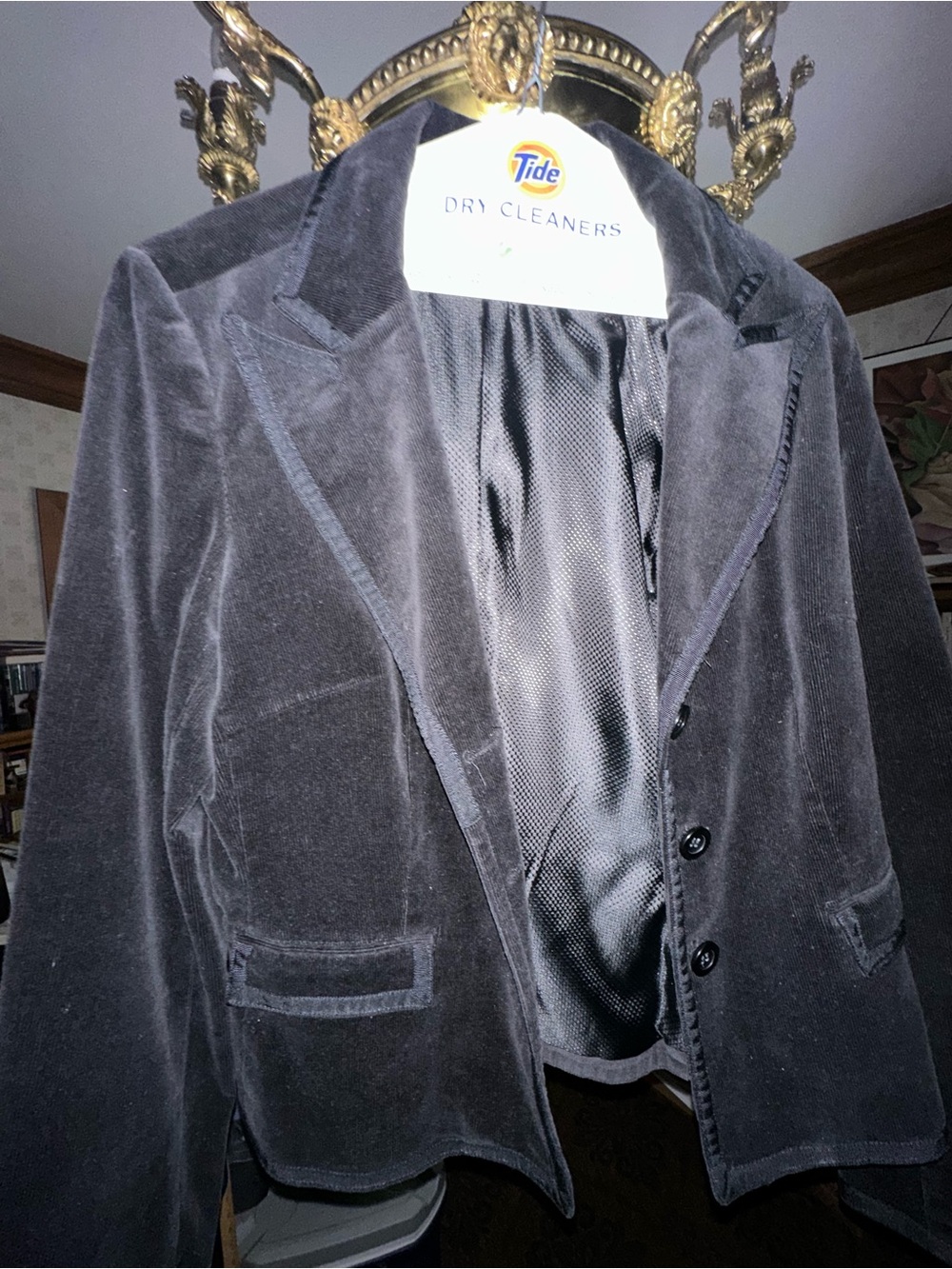 Women’s Black Corduroy Blazer with Trimmed Lapels Willi Smith